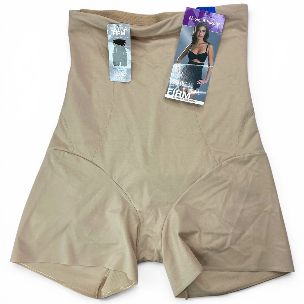 Naomi & Nicole Nude Hi Waist Boy Short Women XL Extra Firm Control 7928
